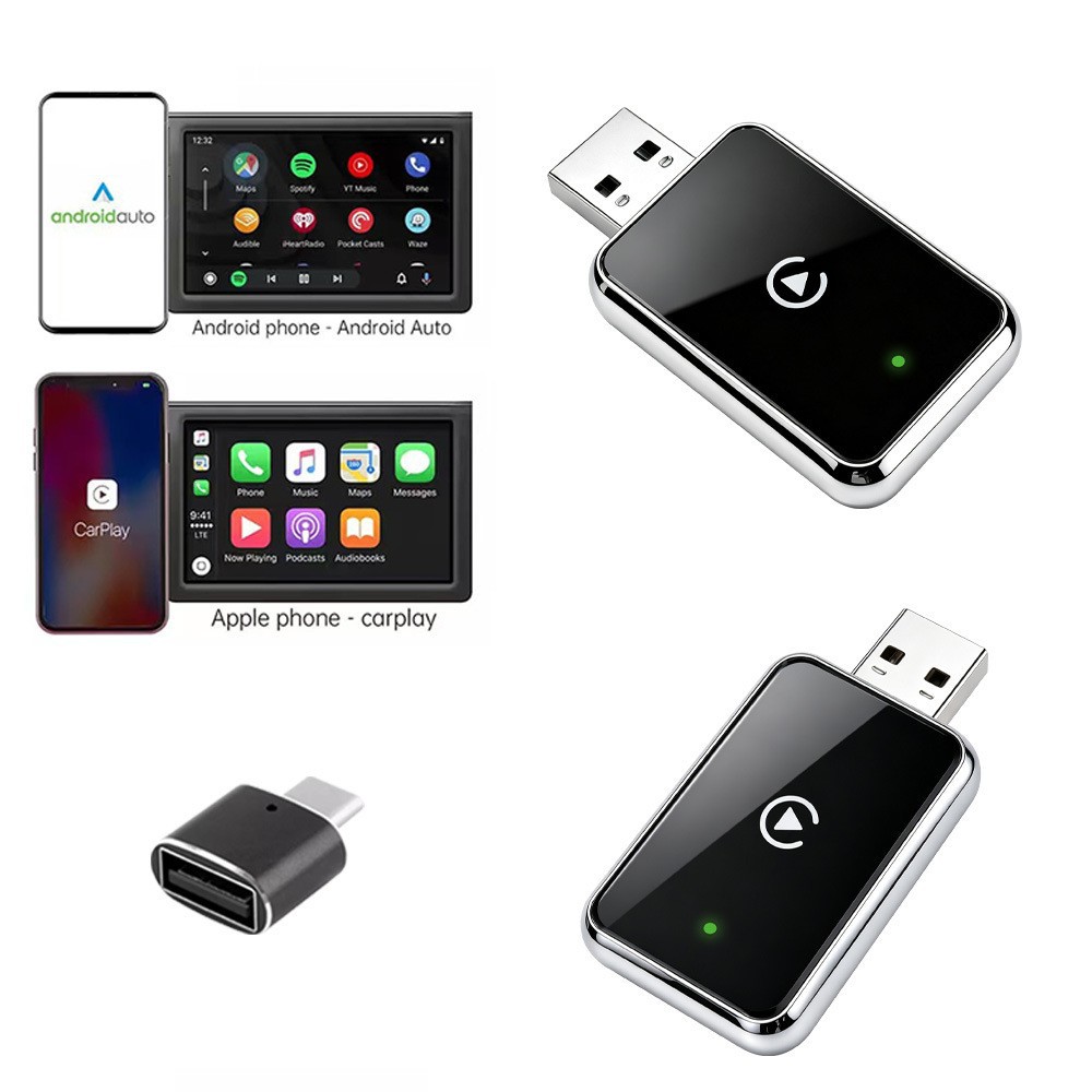 CarPlay box upgraded version with one-click ambient light switching, wired to wireless, Android two-in-one car adapter
