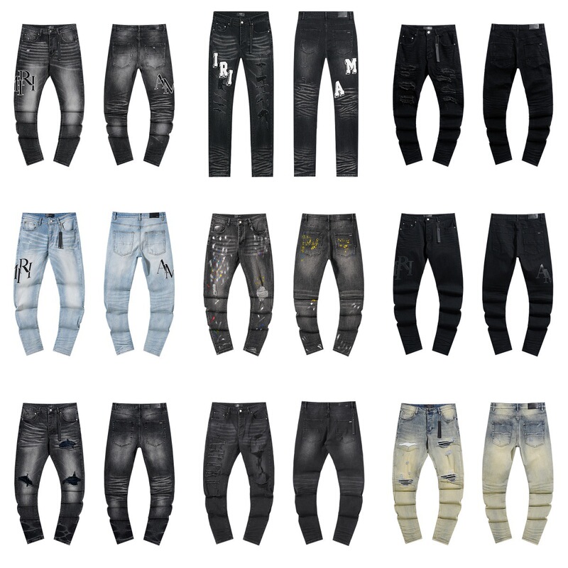 New American Street Style Splatter Ripped Casual Embroidered Jeans for Men and Women High Street Slim Straight Trendy Pants New American Street Style Splatter Ripped Casual Embroidered Jeans for Men and Women High Street Slim Straight Trendy Pants