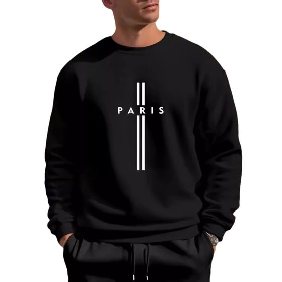 Foreign Trade Temu Amazon Popular Paris Printed Round Neck Sweatshirt Harajuku Fashion Street Long Sleeves
