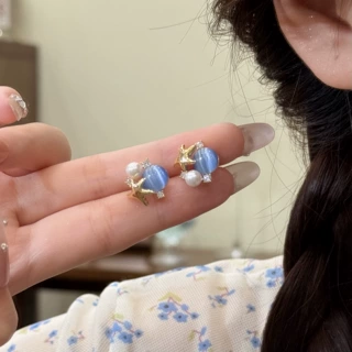精致猫眼耳钉女2026新款轻奢小众高级感日韩简约百搭通勤耳环耳饰