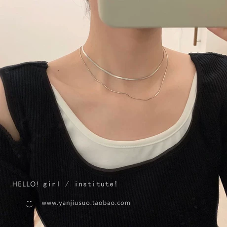 韩系简约双层水滴项链批发ins潮时尚小众轻奢高级感珍珠锁骨链女