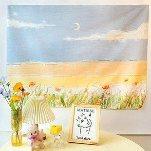Ins Style Hanging Cloth Wall Decoration Bedroom Room Layout Canvas Student Dormitory Bedside Wall Hanging Cloth Back Spring Melt
