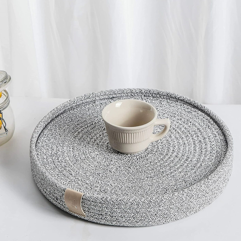 Mantel de mesa Algodón de alta calidad Tejido de cuerda de algodón Almohadilla de aislamiento de Amazon Alfombrilla de olla redonda Alfombrilla de cuenco Alfombrilla de plato antideslizante y antiescaldado
