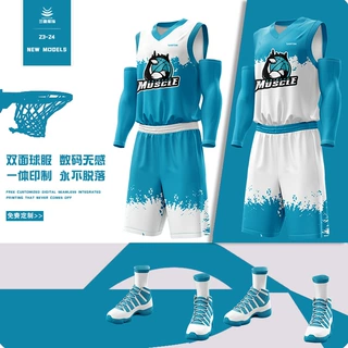 双面篮球服套装男女款定制美式村BA两面穿球衣比赛训练团队服订制