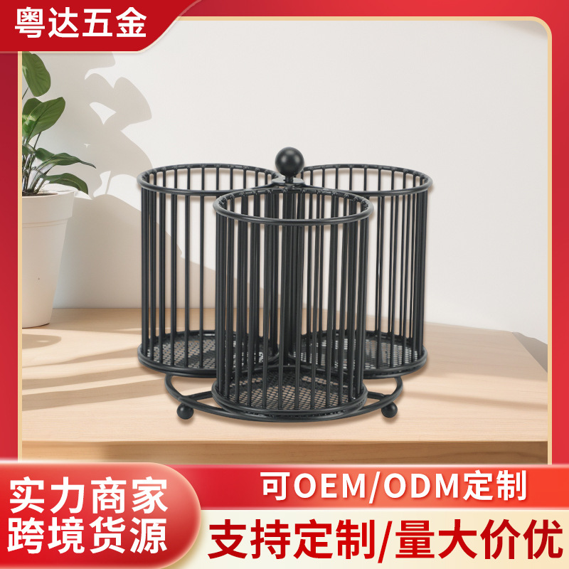 국경 간 사무실 문구 및 펜 보관함 검정색 회전 펜 홀더 금속 메쉬 패션 메이크업 브러쉬 보관함 공장