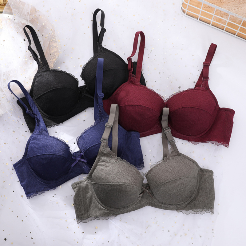 Fábrica de Shantou punto ajustable tipo de bra de mujer ligero y delgado con anillo de acero de soporte para juntar ropa interior de bra anti-caída