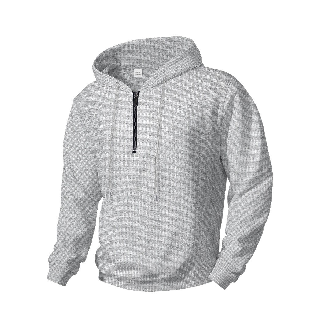 Men's Lightweight Hooded Half-Zip Pullover Sweatshirt - Casual Outdoor Sportswear For Fall & Spring (S-XXXL, Black/White/Grey/Khaki/Blue)_voghion.com
