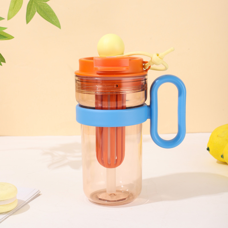 2025 新しい女性の夏のトリタンプラスチックストローカップポータブル大容量茶水分離ティーカップ|undefined