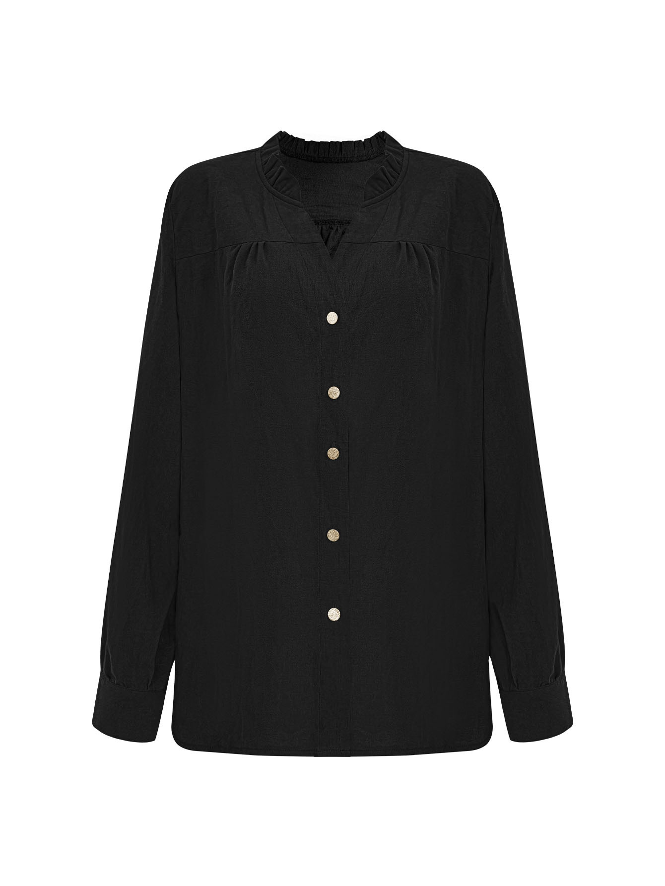 Dam blus i plus size med volangkrage och blommig spets_voghion.com