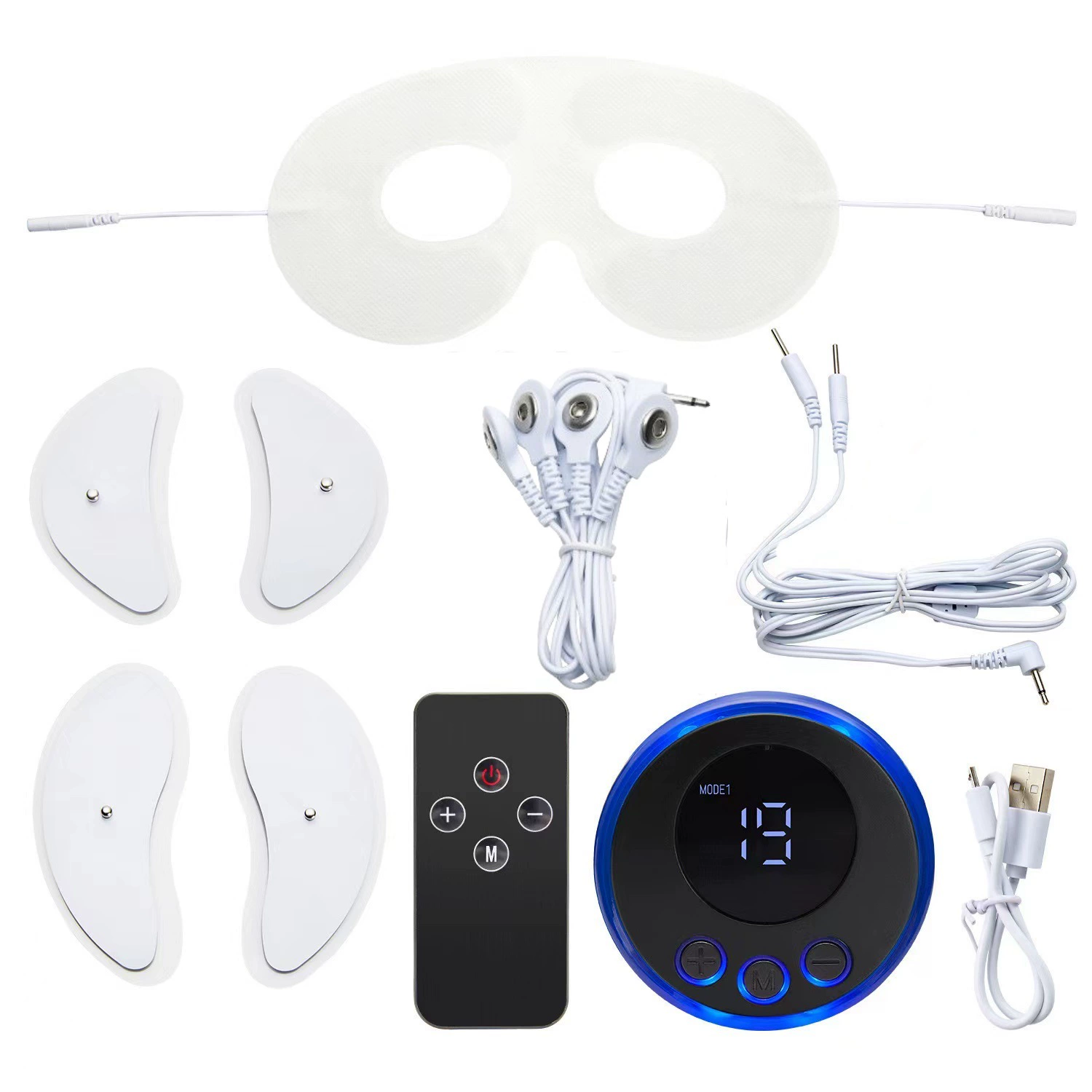EMS Eye Massager Device, Portable Eye Therapy Controller with Gel Pads, Compact
