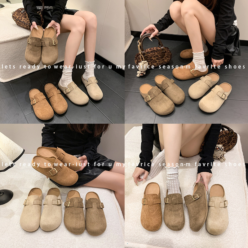 女王范复古包头厚底拖鞋女外穿2025秋季新款配裙子百搭半拖勃肯鞋|undefined