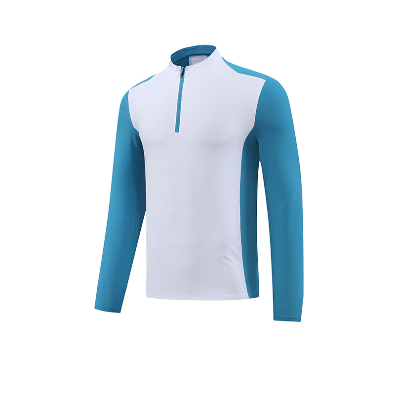 Camiseta deportiva de primavera para hombre, de secado rápido, con cuello alto, media cremallera, para entrenamiento físico, para comercio exterior transfronterizo en Amazon