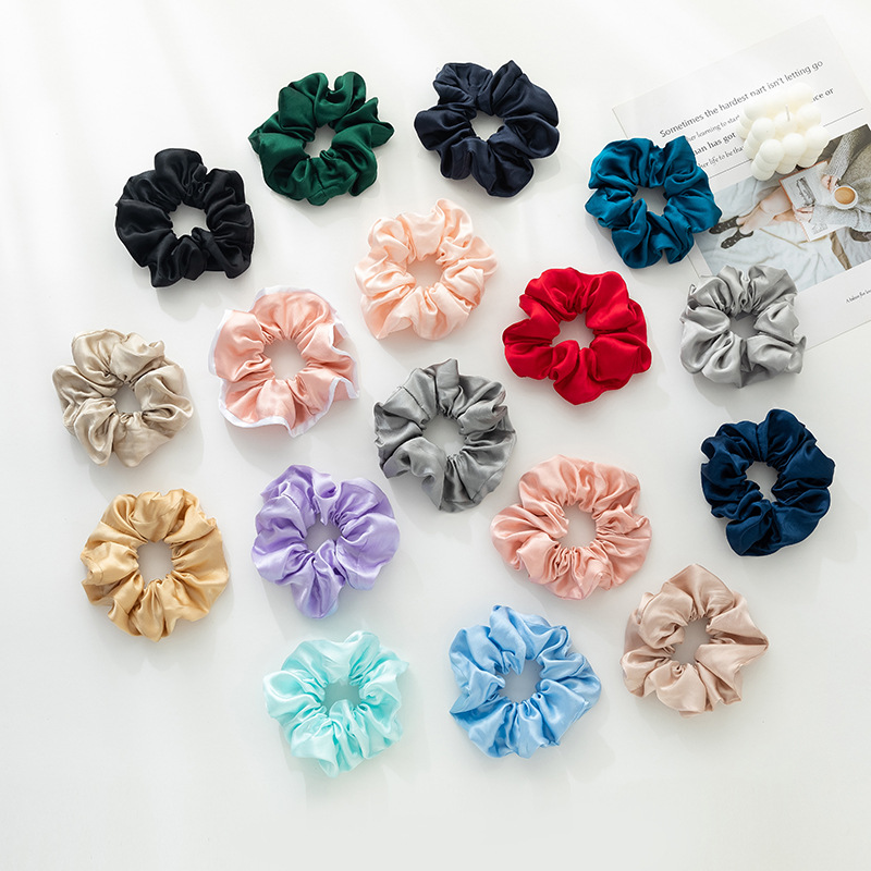 19 Mmi lazo para el cabello de seda 5cm gran celebridad de Internet lazo para el cabello de intestino grueso de color sólido simple círculo de intestino grueso coreano spot al por mayor