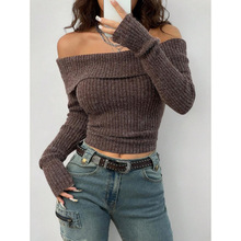 V 21881 Off-shoulder knit top һ�ּ���֯���羳����ͨ����