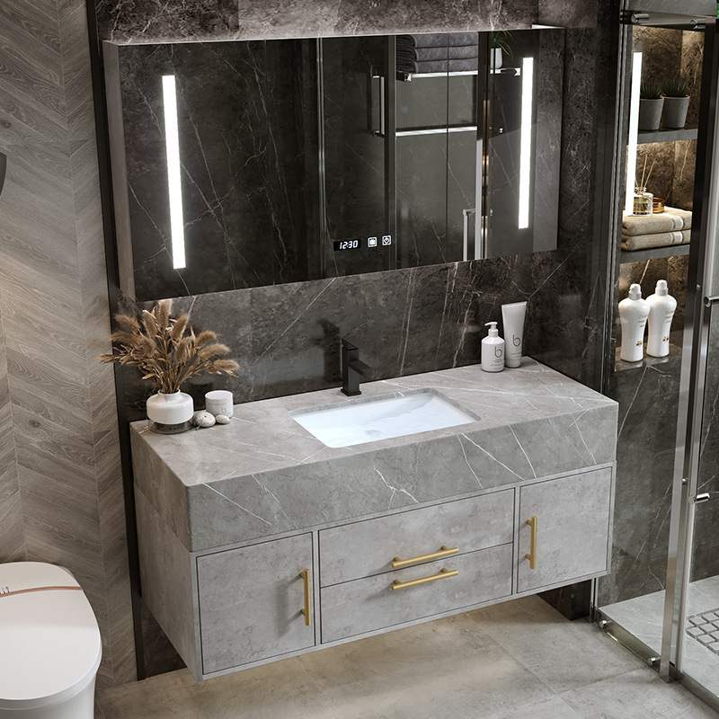 熠达工厂厕所洗手盆洗漱池智能卫浴柜套装吊柜北欧岩板浴室柜组合|ru