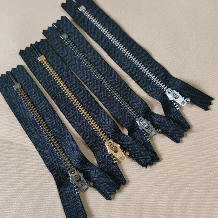 YKK正品4号金属yg牙闭尾拉链牛仔裤拉链专用黑色布 多款金属色