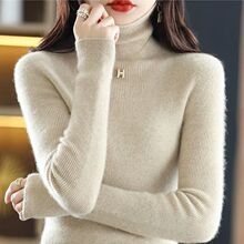 正品美拉德内搭羊绒衫女软糯针织衫堆堆领配大衣堆堆打底衫毛衣潮