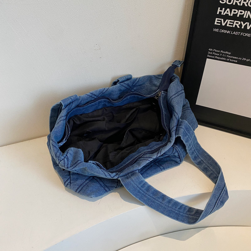 Bolso de mezclilla Bolso de hombro rombo de invierno 2024 para mujer Bolso de alta capacidad Bolso de viaje de clase al por mayor