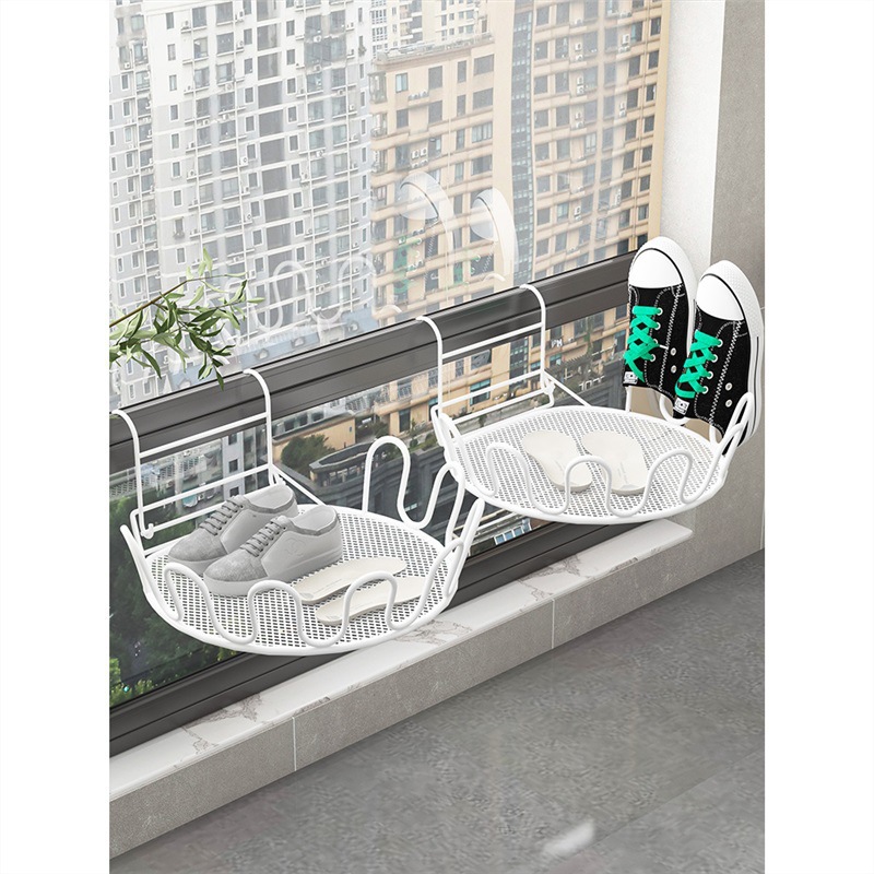 Balcón estante de secado de zapatos artefacto anti-robo ventana barandilla ventana estante de secado ventana alféizar sandalias de secado al aire libre