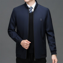 新款男装爸爸春装外套男士春秋中老年休闲立领夹克衫上衣外套