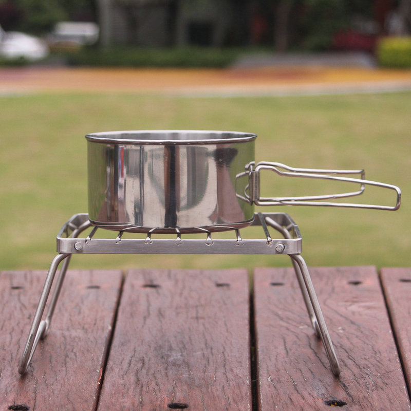 Venta al por mayor de acero inoxidable 304 al aire libre portátil plegable mini parrilla camping picnic barbacoa parrilla olla estufa soporte de cabeza