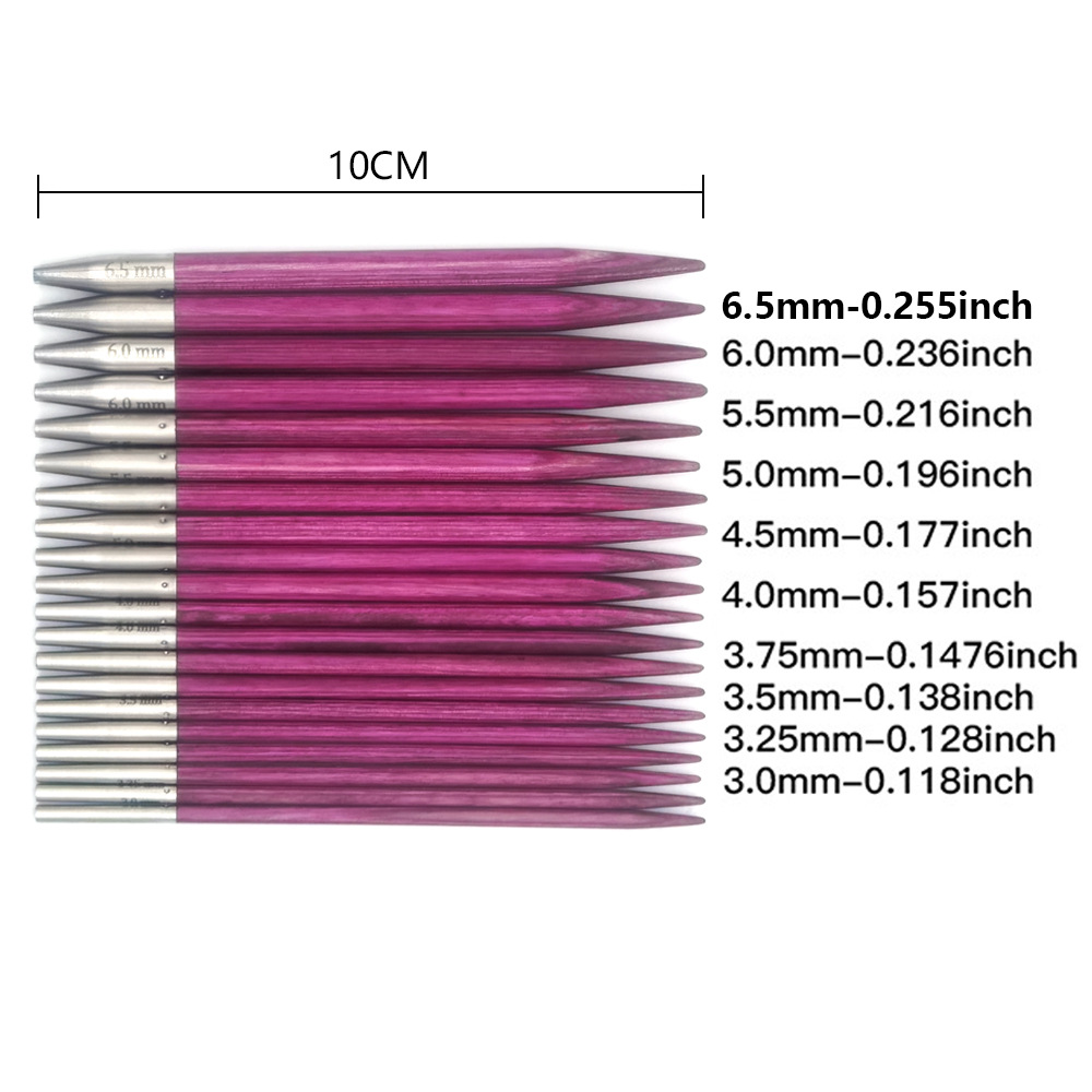 Agujas de suéter transfronterizas abedul púrpura desmontables un conjunto de 10 pagas 3.0-6.5MM conjunto de agujas de anillo