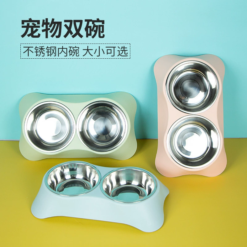 Производитель, изготовленные на заказ товары для домашних животных, миска для собак из нержавеющей стали, миска для корма для собак, кормушка, увеличенная двойная миска, миска для кошек, миска для корма для кошек, миска для воды