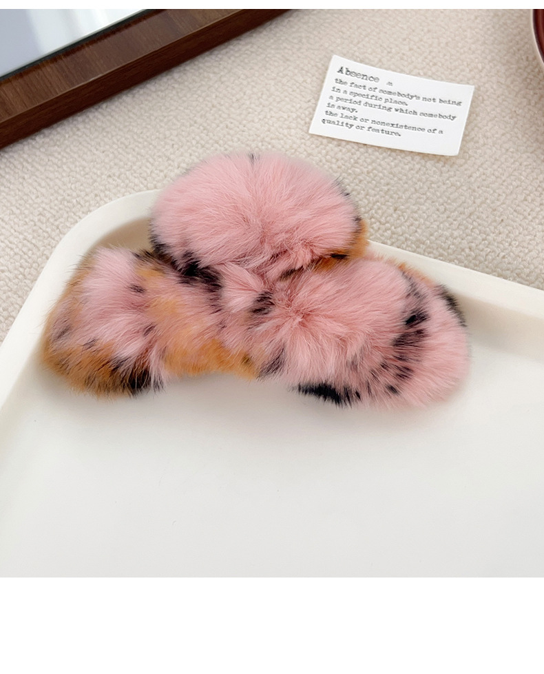 Rabbit Hair Back Clip Plush Hair Accessory For Women Winter_voghion.com