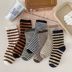INS Men's and Women's Couple Thin Striped Socks, Korean-Style, Japanese-Style Trendy & Unique Long Socks for Spring and Summer, Mid-Calf Socks
