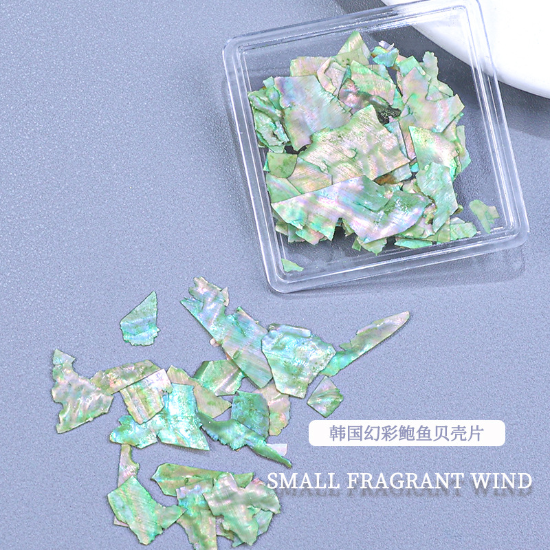 Decoraciones para uñas, piezas de concha de abulón iridiscente, decoraciones en caja, venta al por mayor, fragmentos de concha ultrafinos irregulares, decoración para uñas DIY