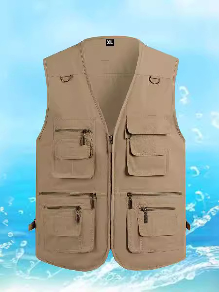 Impresión personalizada logotipo delgado chaleco de verano para hombres de mediana edad multi-bolsillo chaleco de hombro multifuncional nuevo