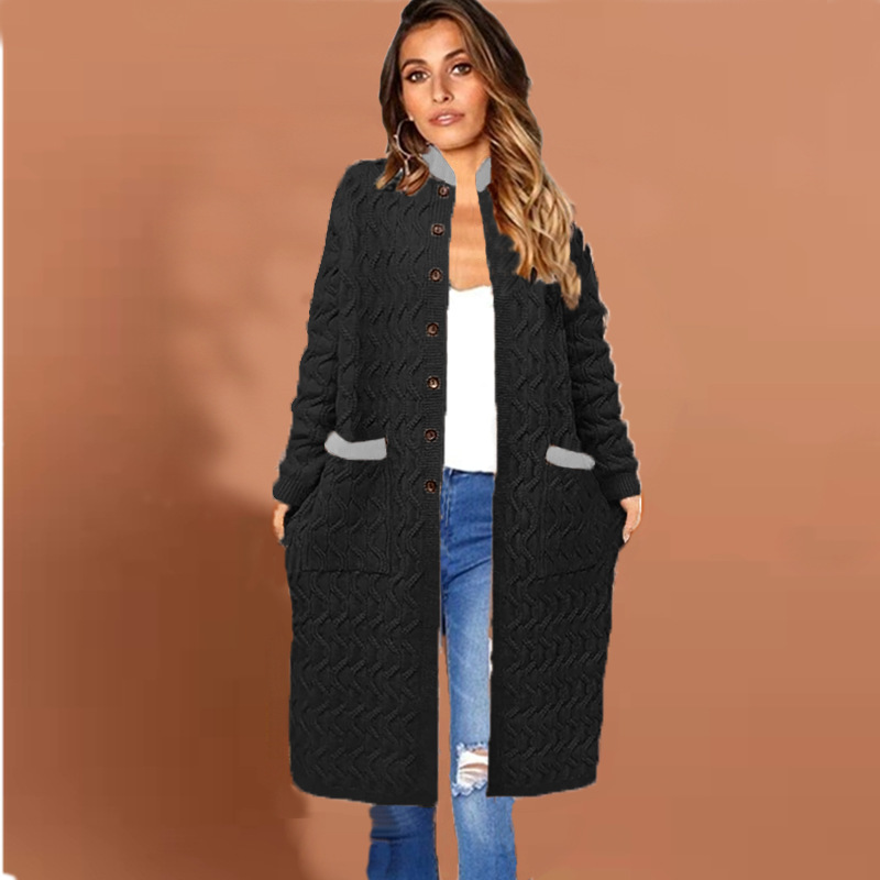 Comercio transfronterizo europeo y americano nuevo botón largo cardigan Delgado suéter de punto Amazon nueva chaqueta suéter mujeres