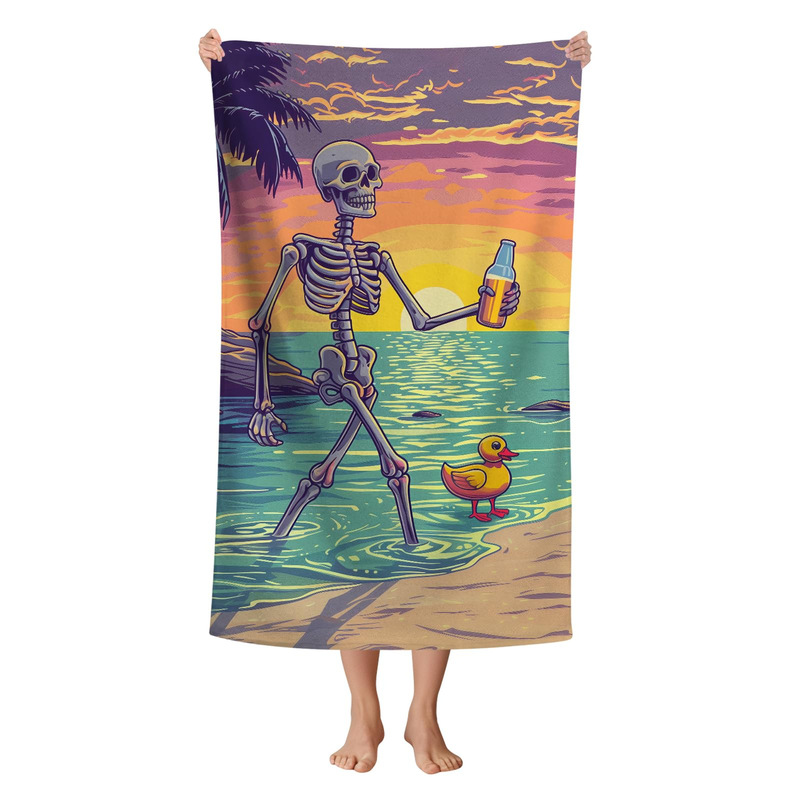Cross-Border Foreign Trade Fun Skull Cute Animal Pet Beach Towel Microfiber Digital Printed Bath Towel Wholesale Cross-Border Foreign Trade Fun Skull Cute Animal Pet Beach Towel Microfiber Digital Printed Bath Towel Wholesale