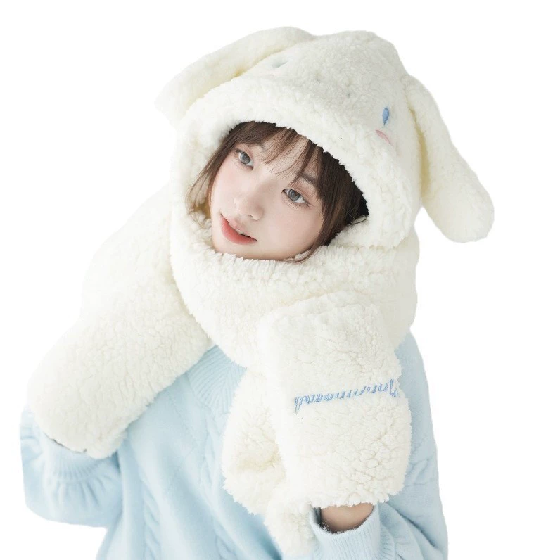 Genuine keep warm cute set, gloves, scarf, winter hat, 3 piece set