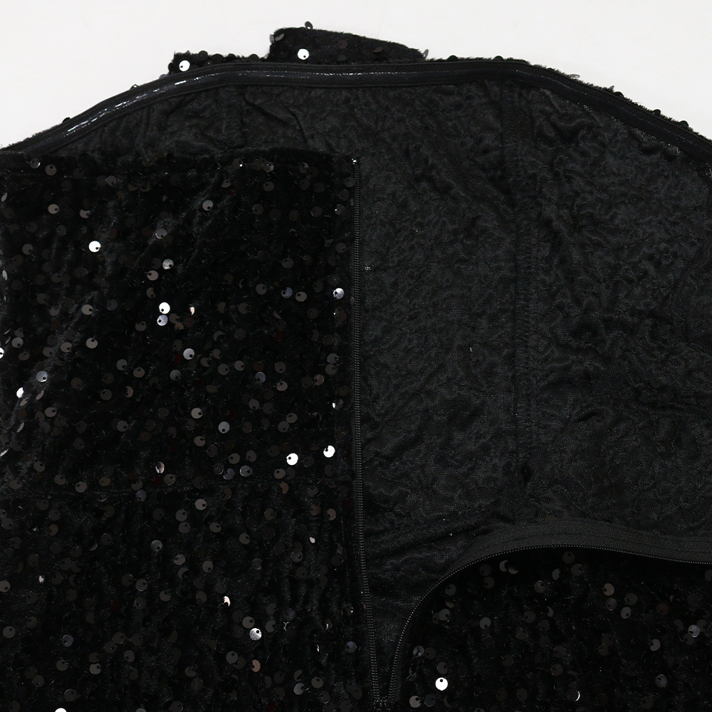 Sequined Evening Dress Sexy Tube Top Irregular Asymmetric Dress Trailing Dress Women