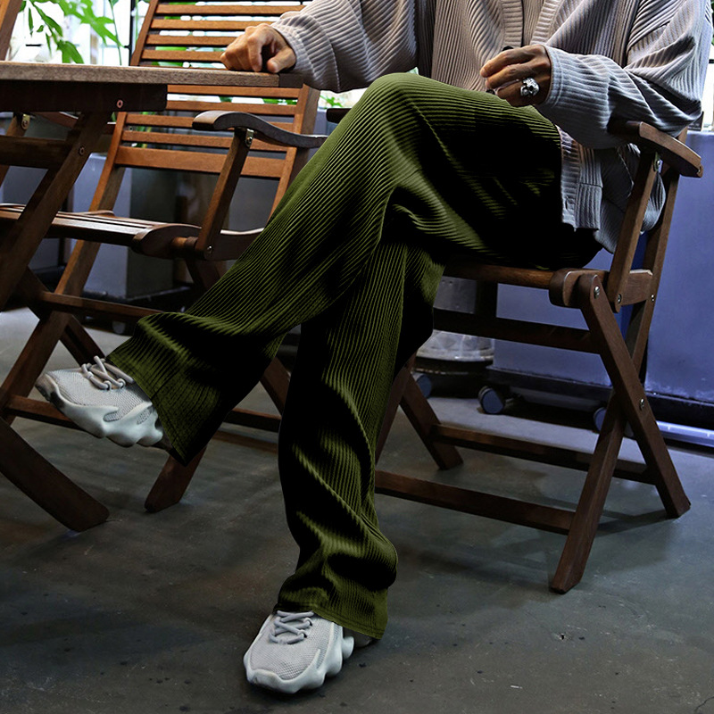 2024 Spring and Autumn Men's Casual Loose Straight Tube with Hanging Stripes High Waist Wide Leg Pants_voghion.com