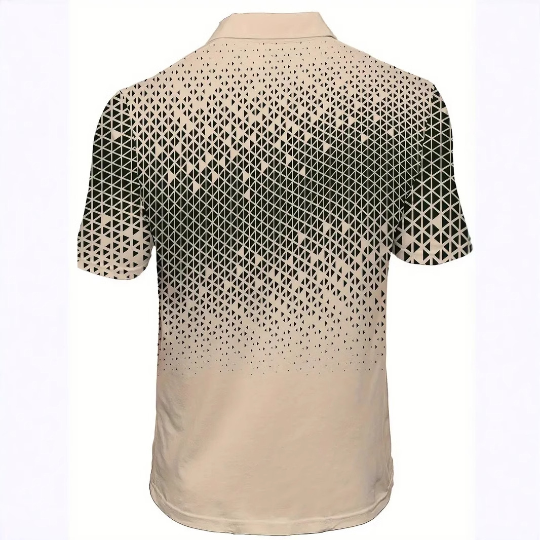 Simplicidad geométrica apilada impresión 3D malla de hombre transpirable de manga larga suelta chaqueta de polo camisa POLO de todo fósforo