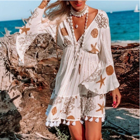 Quick Sale New Style Amazon AliExpress Independent Station Spring Fashion Charming Deep V-neck Dress MP-681