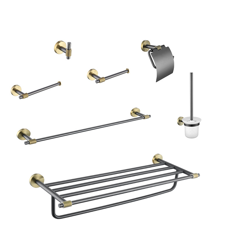 北欧不锈钢枪灰色毛巾杆卫生间单杆浴室毛巾架厕所壁挂式卫浴挂件