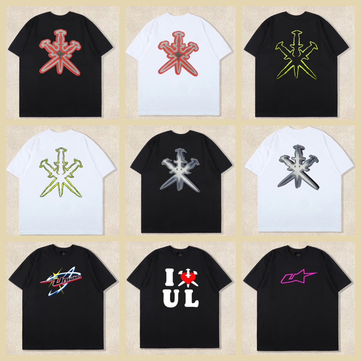 Cross-Border Export Niche Trendy Brand Unknown Classic Letter Printed Short-Sleeved T-Shirt Street Hip-Hop Loose Top