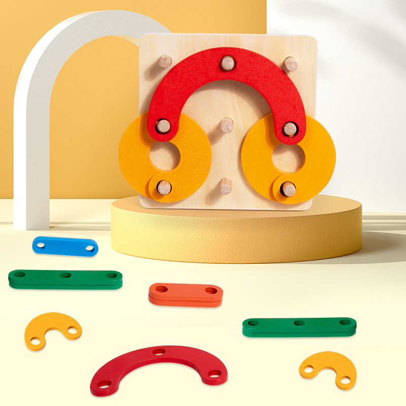 Monti madera variable puzzle tic-tac tic-tac ajedrez infantil geometría ensamblaje puzzle juego de entrenamiento de concentración juguete de puzzle