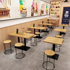 ファーストフードテーブルと椅子セットの組み合わせホテルレストランスナックバーケータリング業務用テーブルミルクティーショップロックボード小さな丸い正方形テーブル