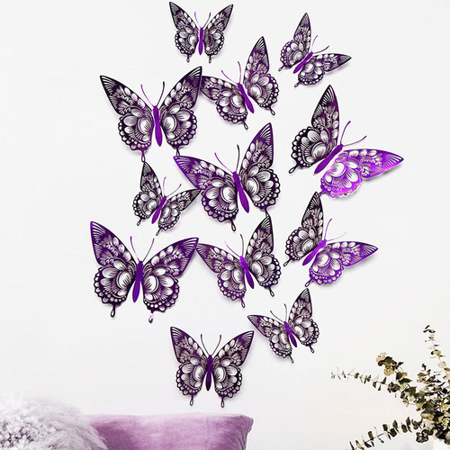 Colorful Butterfly Series Decorative Wall Stickers Hollow Butterfly DIY Pearlescent Paper Simulation Butterfly LK08 Ten Colors
