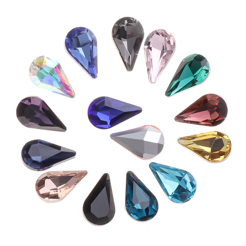 Rhinestone Crystal DIY Accessories Melon Seed Water Drop Diamond Pointed Bottom Glass Rhinestone Jewelry Wedding Dress Diamond Accessories Rhinestone
