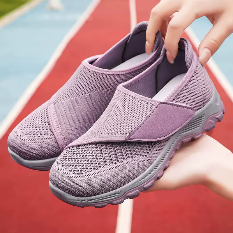 鞋子女休闲鞋软底舒适不累脚妈妈鞋透气不闷脚中老年魔术贴网面鞋
