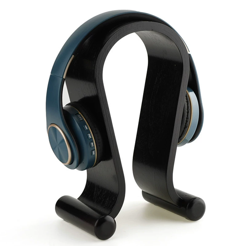 Трансграничная деревянная подставка Bluetooth-гарнитура, компьютерная гарнитура, подставка, кронштейн, витрина, вешалка, черный производитель Amazon