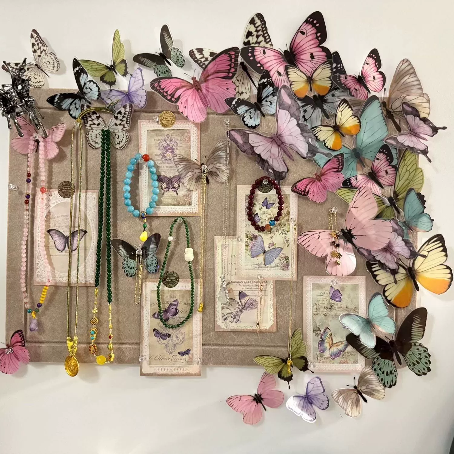 3D стерео фото-стена с бабочками, фетровая доска, самоклеящаяся настенная доска для украшения дома, тематическая доска для объявлений «сделай сам», [производитель]