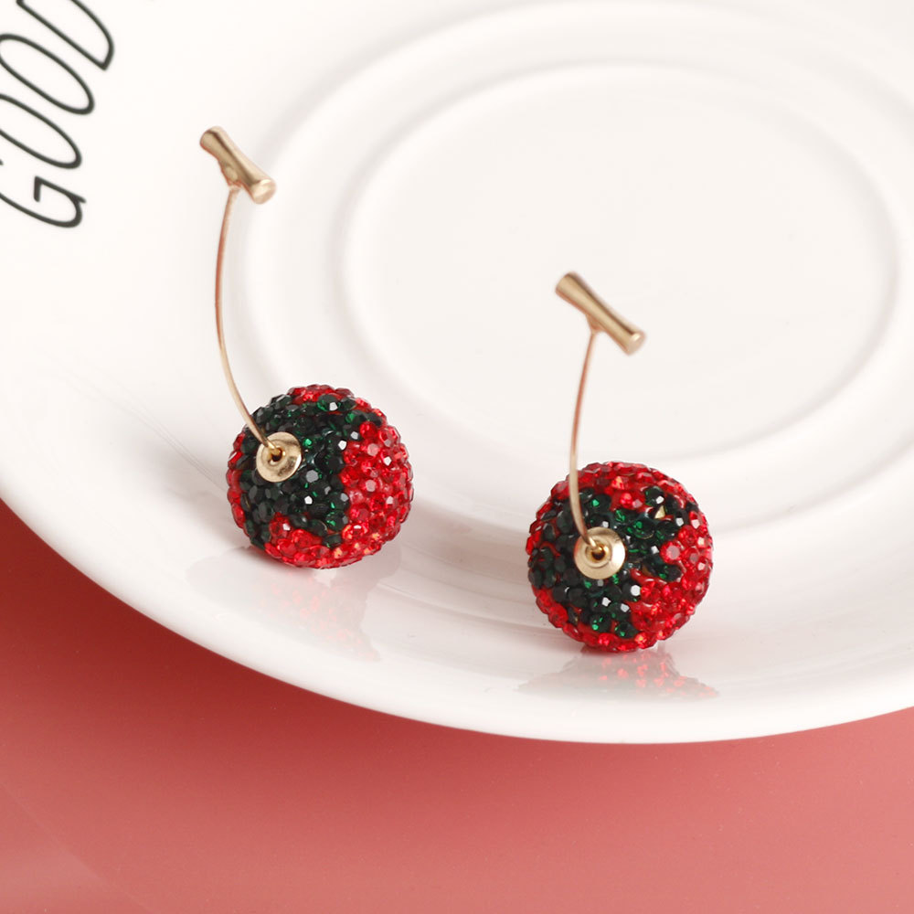 12g Weight Alloy Ear Needle Material Ear Studs Classification 1 Pair Quantity Holiday, Tea Party Occasion Zinc alloy Material Strawberry Pattern All Seasons Season Women's Gender Plating Design Sweet, Simple Style Style 1 Pair Sweet Simple Style Strawberry Plating Zinc Alloy Ear Studs 11
