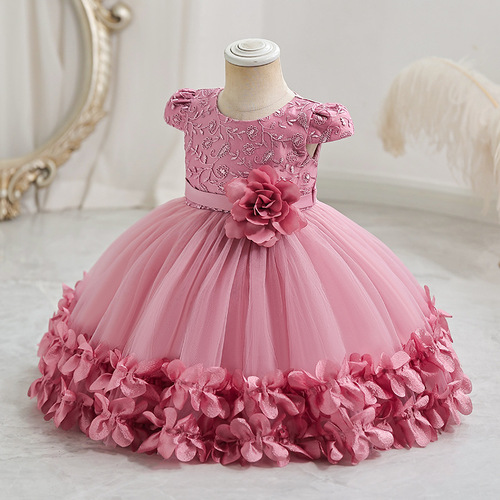 Children's performance dress lace princess skirt holiday ball gown chiffon dress first birthday dress performance costume
