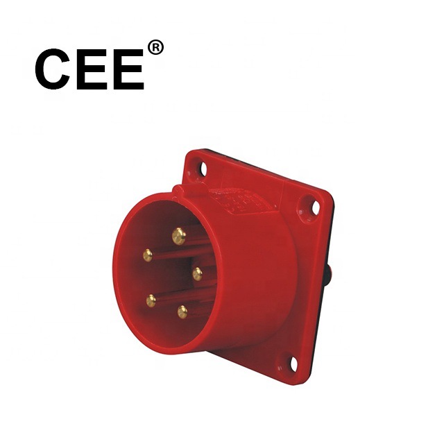 CEE-615/625面板式工业插头16A 32A 220-380V IP44 红色 CE认证